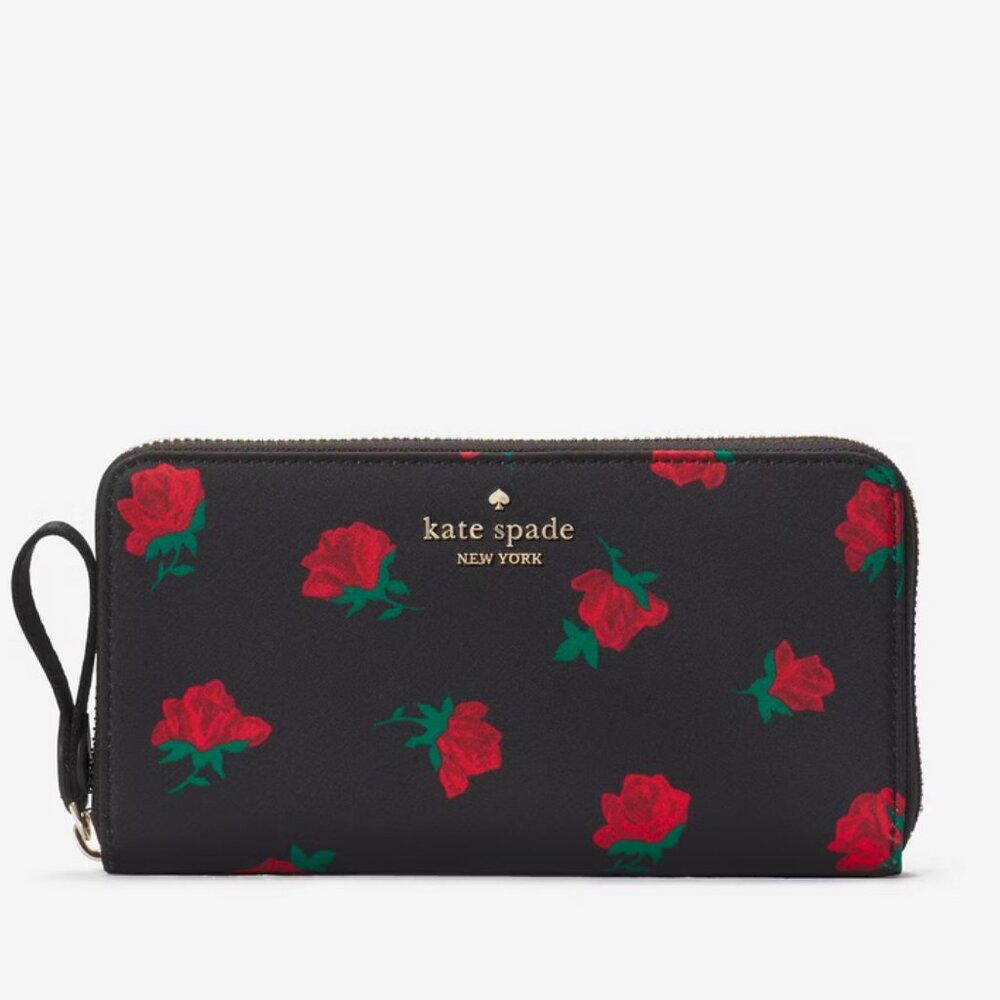 Kate Spade Chelsea Rose Toss Printed Large Continental Nylon Wallet KE616 Floral